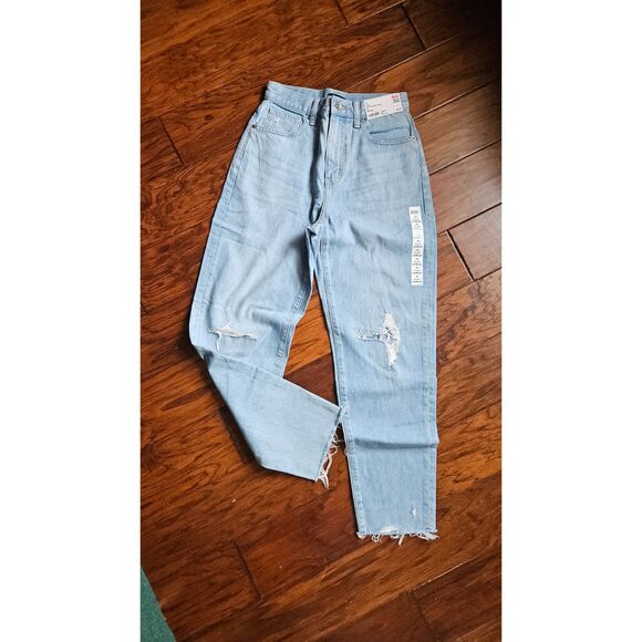 Uniqlo Ankle Distressed Blue Jeans Women's 24" High Waisted - Picture 1 of 11
